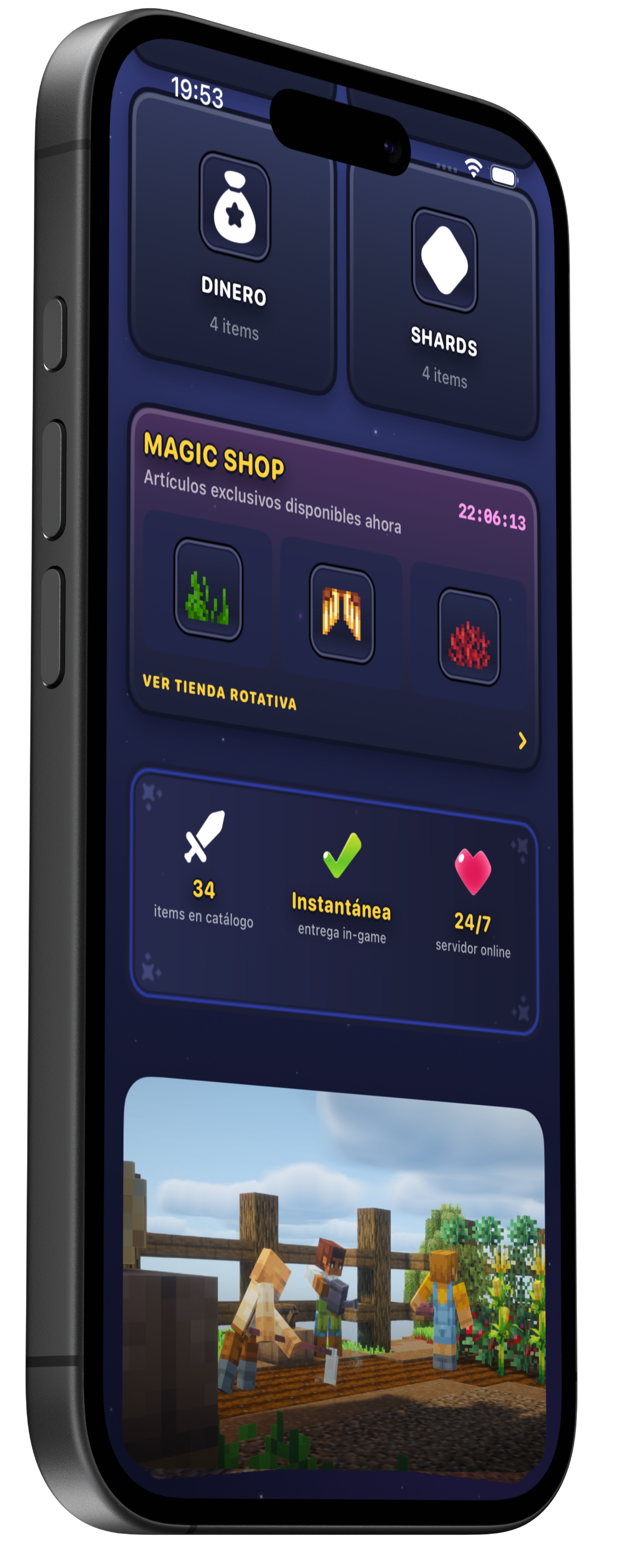 Vista lateral de Arclight Network en iPhone